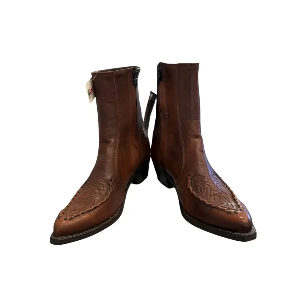 Laredo 07384 Brown Leather Western Zip Ankle Boots NWT Men’s 11 D